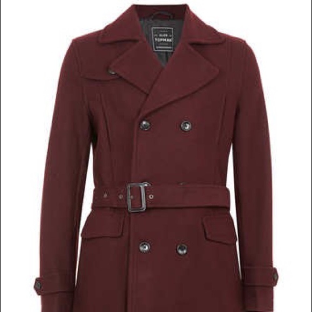 Topman burgundy coat